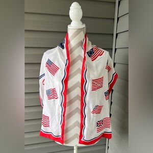 Symphony Scarf American Flag Silk Sz 13”x58”